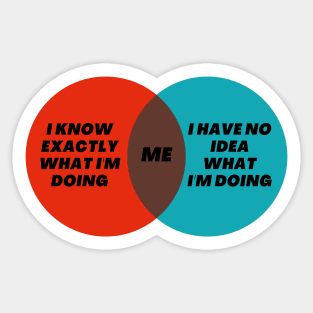 Funny Venn Diagram of Me I know exactly what I’m doing - I have no idea what I’m doing Sticker